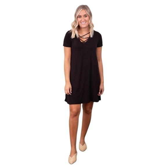 Z Supply The Crisscross Tee Dress in Black - Picture 2 of 16